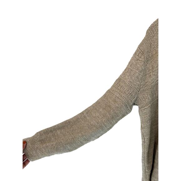 J.Crew Men's Tan Basic Cable Knit Cotton Elbow Patch Crewneck Sweater Large - Picture 5 of 10